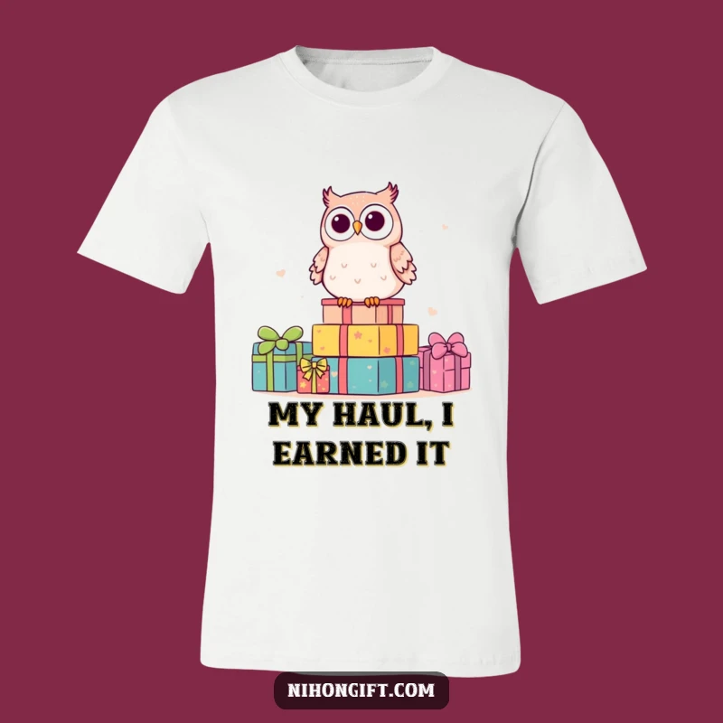 Funny Kawaii Owl Gift Stack T-Shirt: Hilarious & Cute Apparel for Joyful Gifting