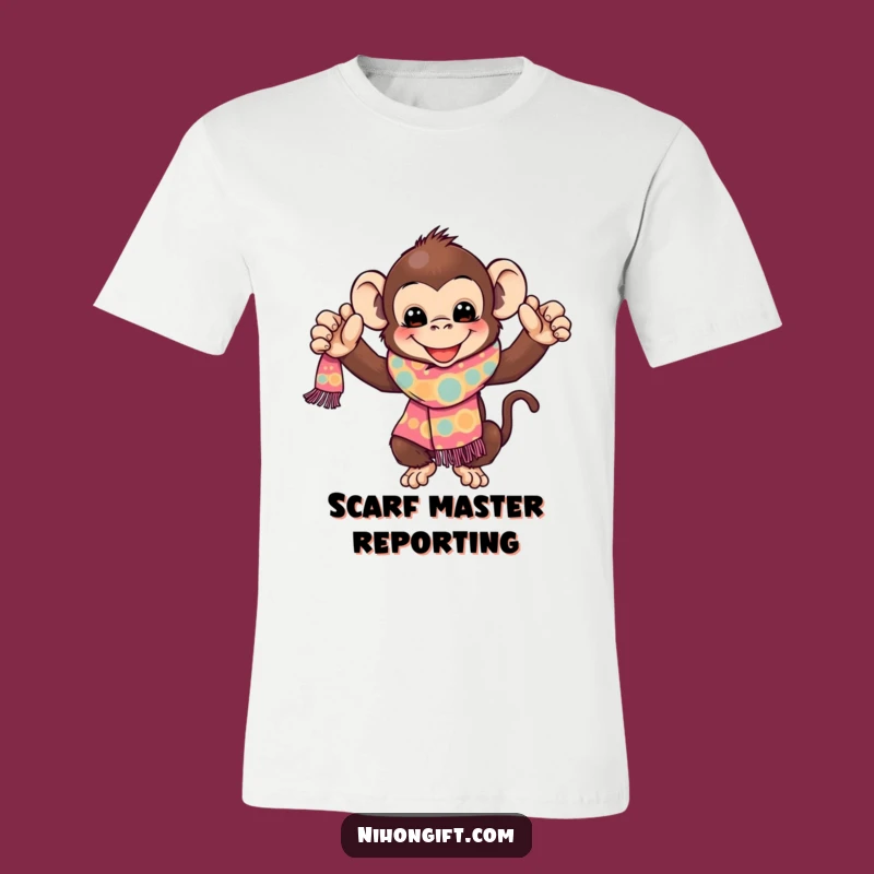 Funny Monkey T-Shirt: Playful Primate's Gift Tee for Scarf Enthusiasts, Ultra Comfy