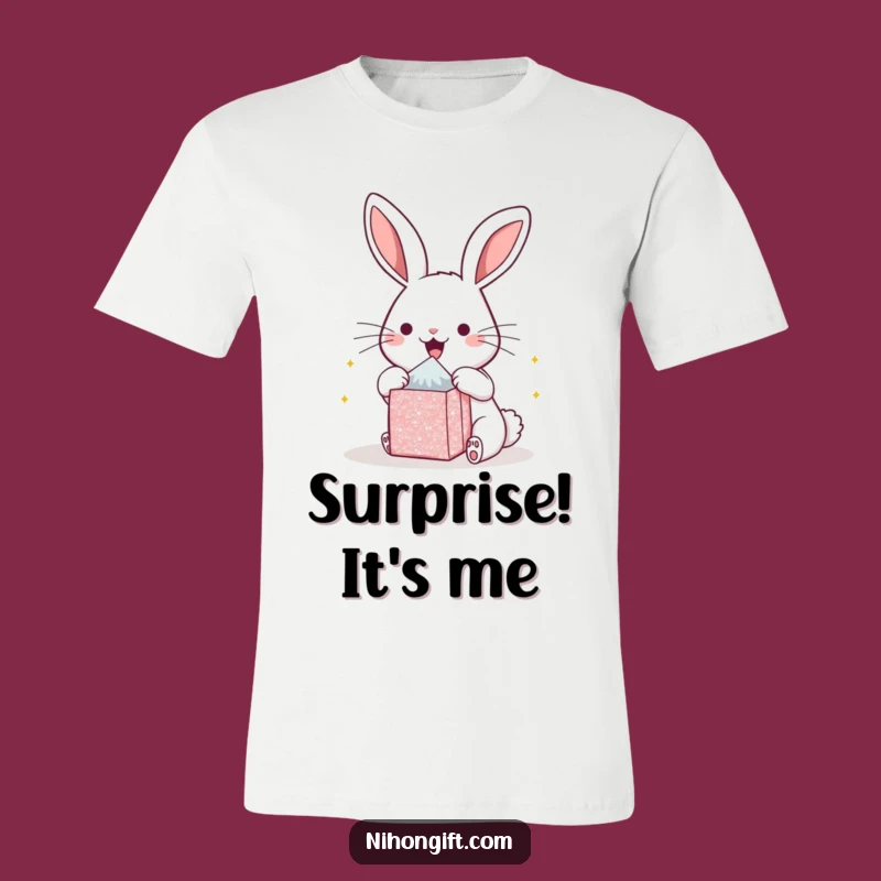 Funny Kawaii Bunny Excitedly Opening Gift Tee - Cute & Hilarious Apparel