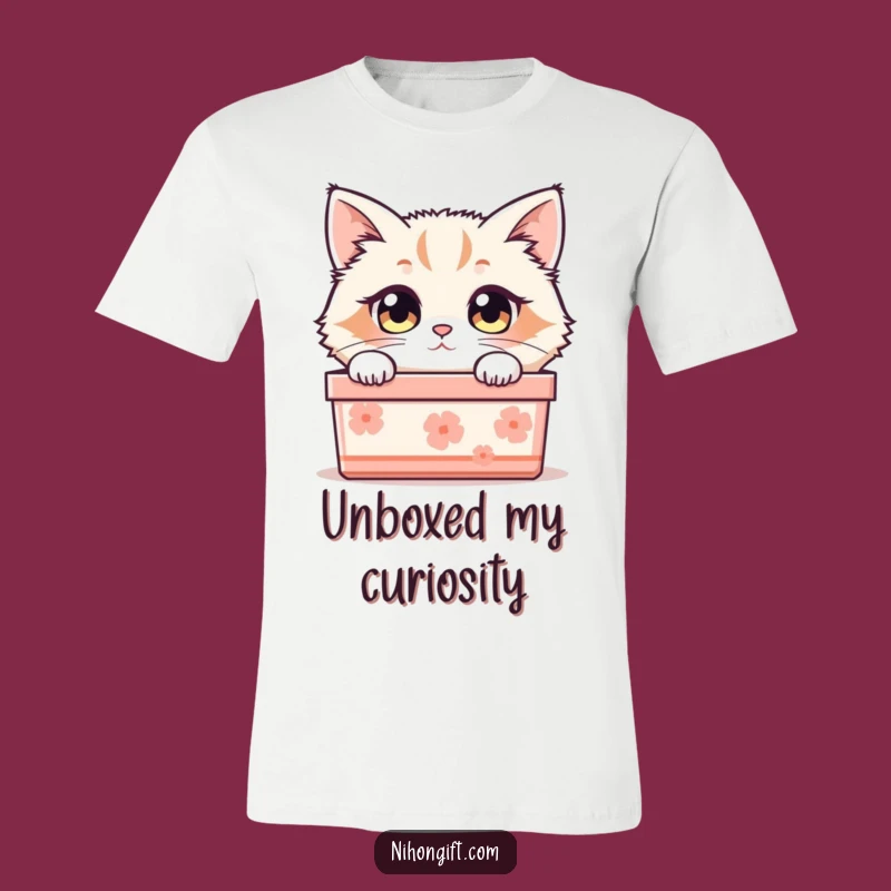 Funny Cat Gift Box T-Shirt: Curious Kitty Tee, Ideal Present