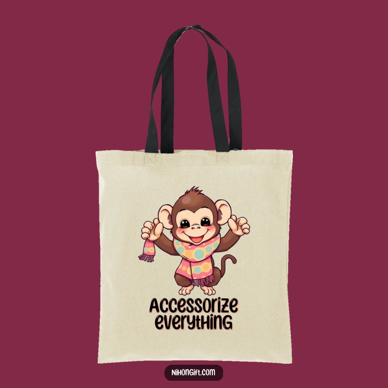 Funny Monkey Tote Bag: Playful Primate's Vibrant Scarf Gift for Stylish Shopping