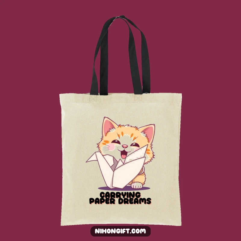 Funny Cat Origami Tote Bag: Carry Lucky Vibes