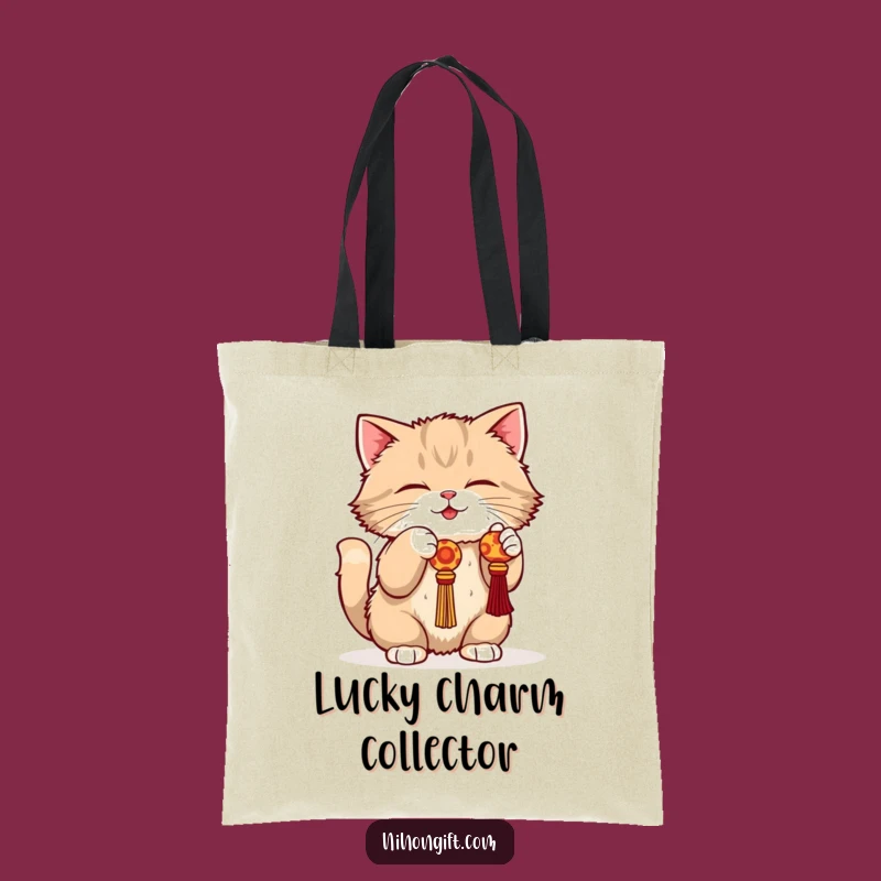 Funny Cat Lucky Charm Tote Bag: Carry Playful Vibes