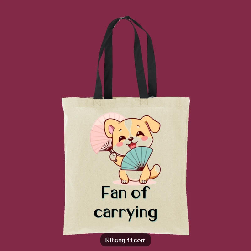 Funny Dog Fan Tote Bag: Joyful Japanese Accessory - Humorous Pet Bag Gift